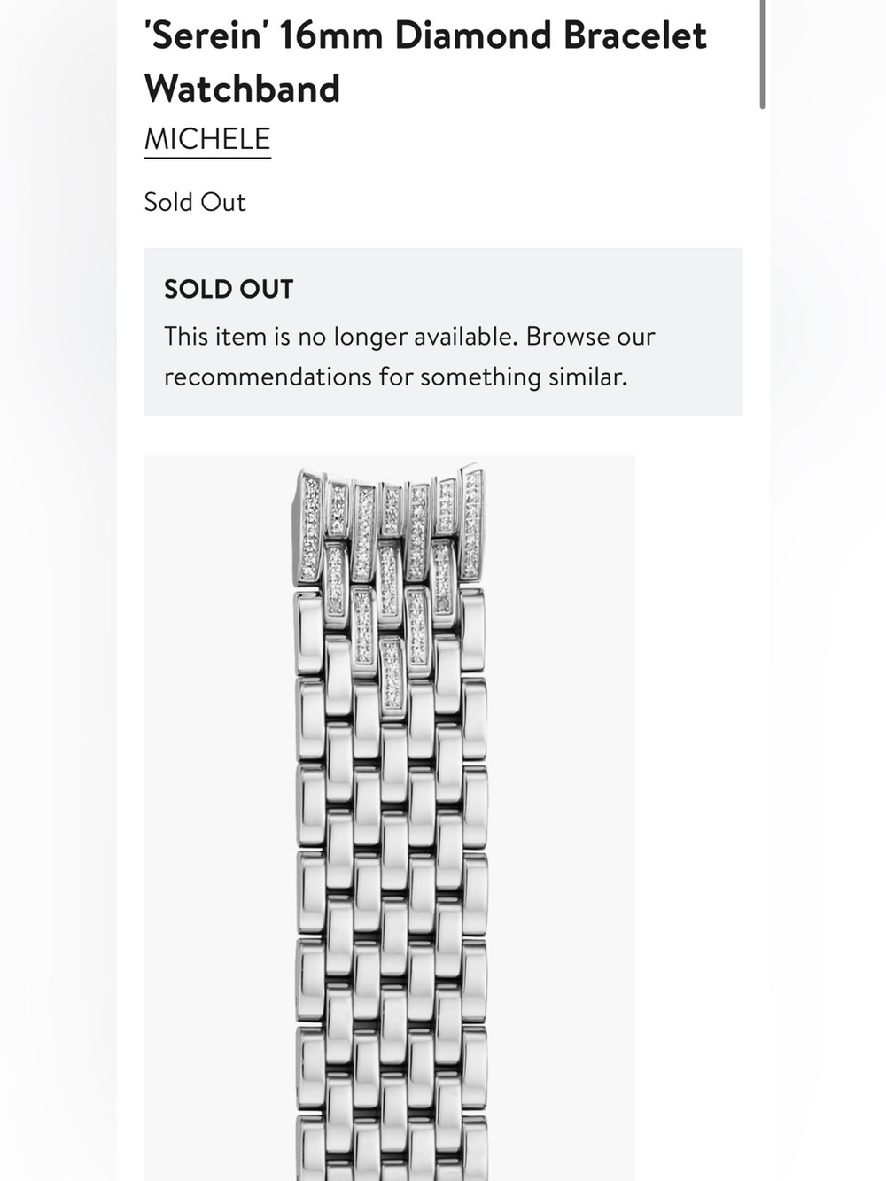 NWT MICHELE ‘Serein’ 16mm Diamond Bracelet Watchband